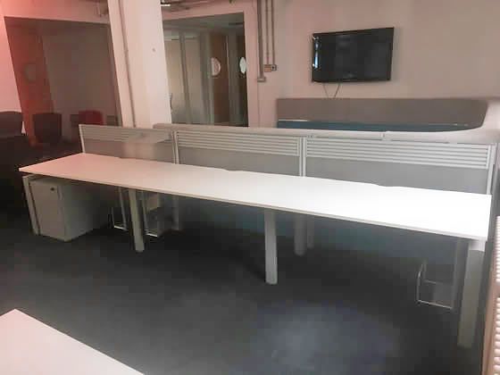 Used 1400mm Senator Freeway Single Sided Side-By-Side White Desks 