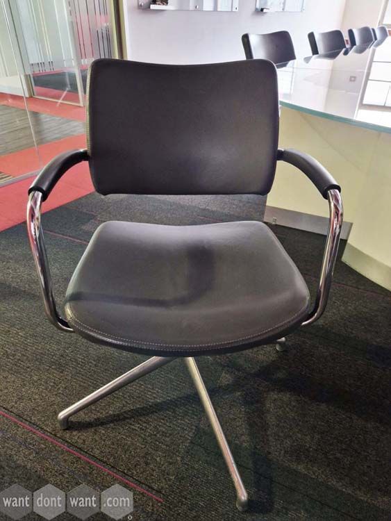 Used Boss Meeting Chairs Upholstered In Grey Leather
