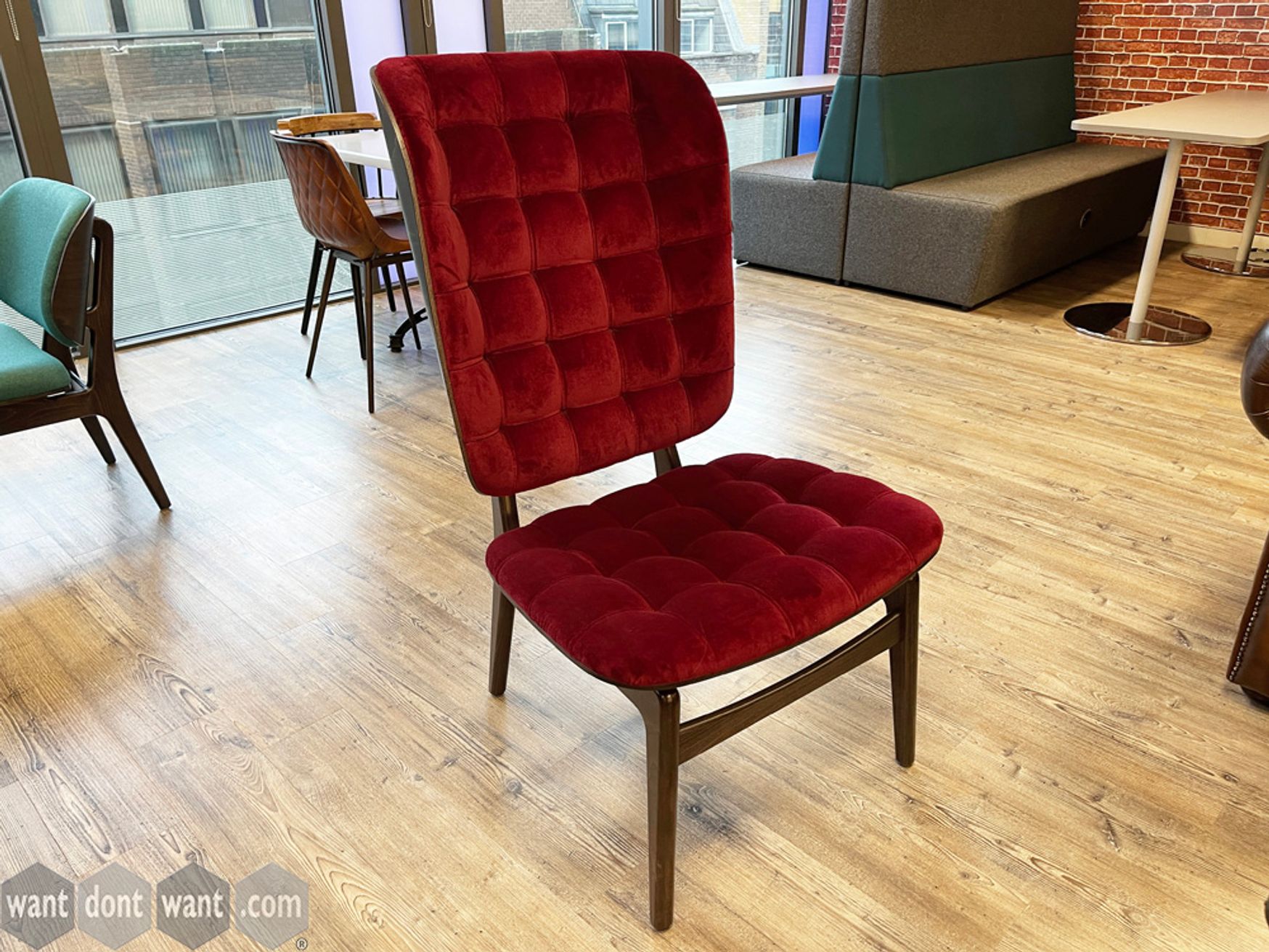 Used Chloe high back lounge chair in dark red