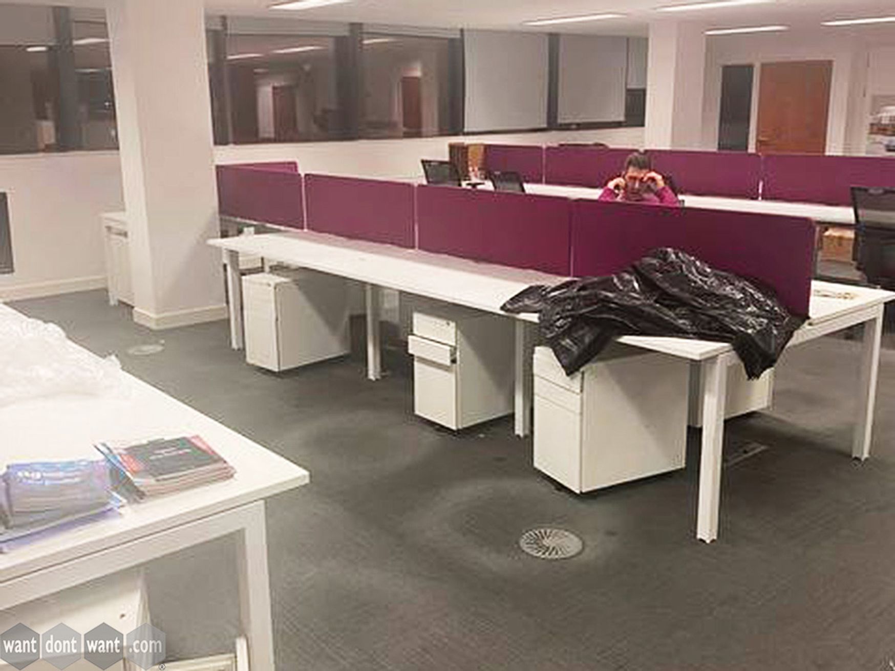 Used 1200mm White Bench Desks with Screens