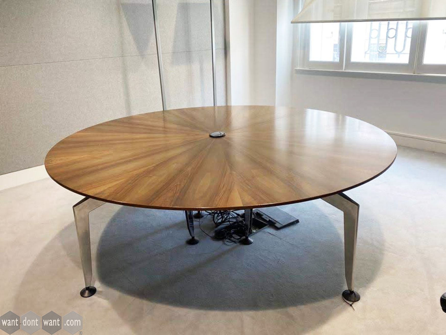 Used Circular Boardroom Table with Radial Veneer Top
