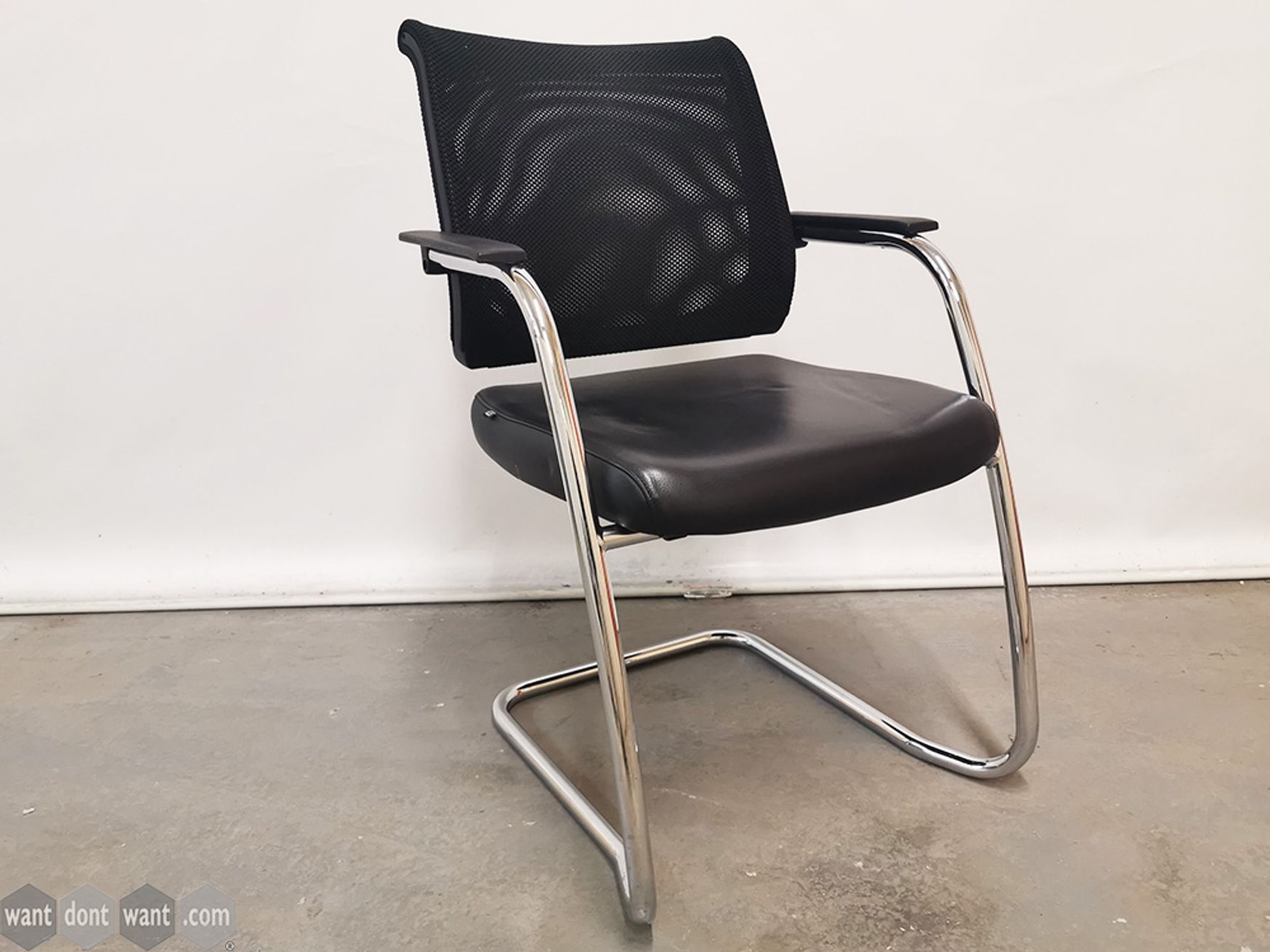 Used Sedus Leather Meeting Chair with Black Mesh Back