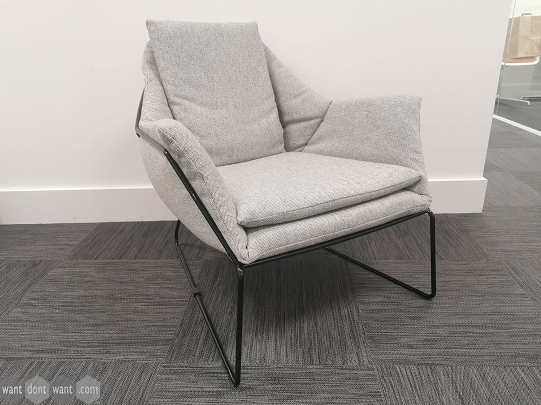 Used Grey Fabric Armchairs