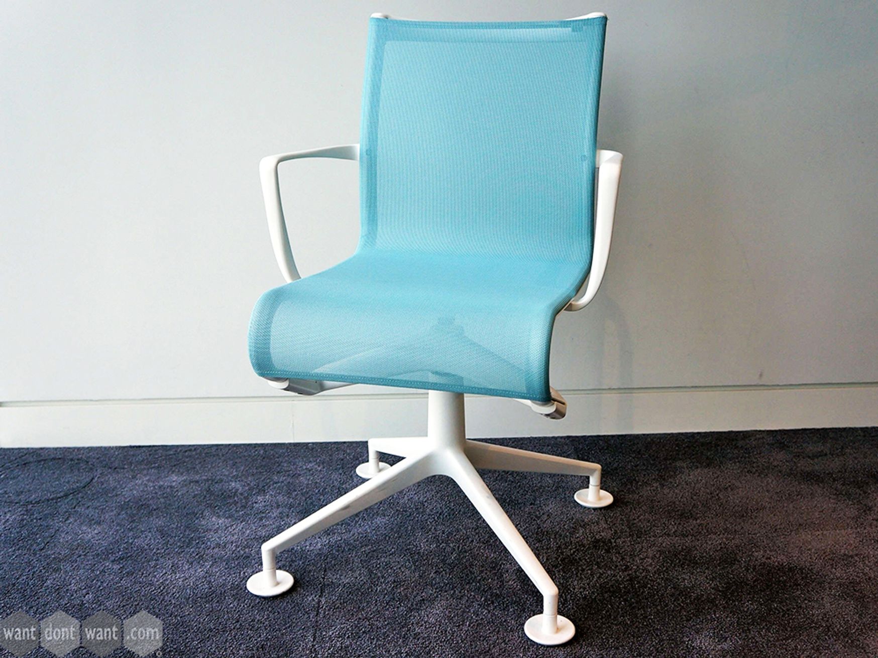 Want Dont : Second Hand Office Furniture - Used Office Furniture |  Chairs | Boardroom/Meeting/Visitor | Used Alias Mesh Meeting Chairs in  Light Blue and White