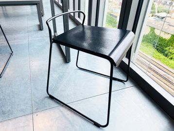 Used 'Social Transit' stools with black ash seat and black wire frame