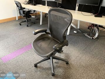 Used Herman Miller 'Aeron' Chairs in Size B in Graphite including Lumbar Support