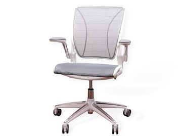 Used 'Diffrient World' task chairs with white frame and grey mesh seat & back.