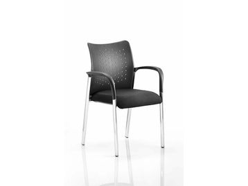 Modern stacking chair with perforated contoured back and chrome legs