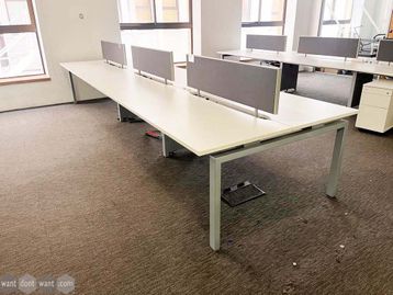 Used 1500mm White Bench Desks with Screens