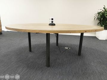 Used 2500mm Circular Table with Wooden Top and Steel Legs