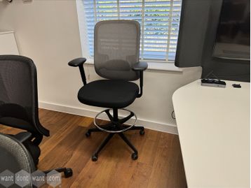 Used Orangebox 'Do' Draughtsman chair with mesh back and black upholstered seat.