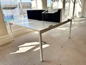 Used 1600mm Narbutas White Bench Desk - Price per position 