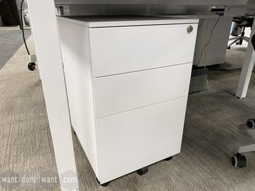 Used white under-desk 3-drawer mobile pedestals