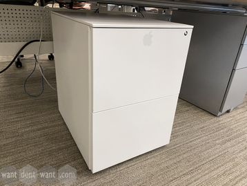 Used white metal under-desk 2-drawer pedestal on castors