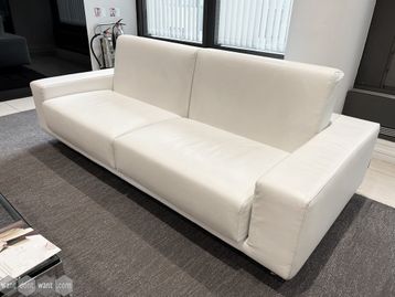 Used Tacchini 3-seat sofa upholstered in high-grade white hide.