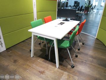 Used 1600mm White Table with Power and Cable Access