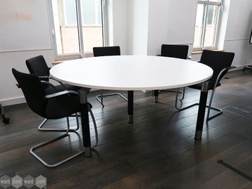 Used 1800mm White Circular Table with Black & Chrome Legs