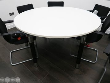 Used 1600mm White Circular Table with Black & Chrome Legs