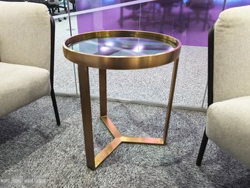 Used 450mm brass coffee table with glass top