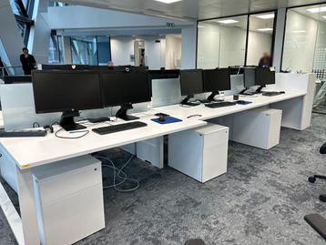 Used 1600mm Bench Desks with Loop O Legs & Sliding Tops