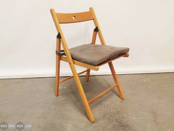 Used Folding Wooden Chairs with Cushion