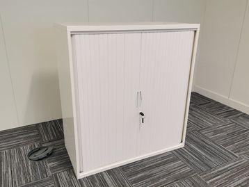 Used Mid-height White Tambour Cupboard