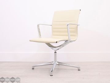 Used ICF 'Una' Cream Leather Chairs on Glides