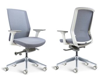 Brand New Bestuhl J1 Task Chair with Grey Fabric Seat & Polished Aluminium Base