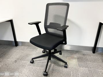 Used fully adjustable mesh-back task chairs with black upholstered seat.