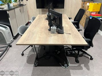 Used 2400mm timber MFC top folding table with central cable access 