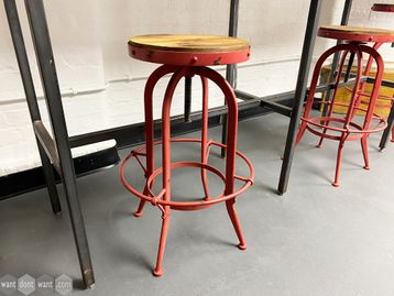 Used retro stools with vintage wood tops