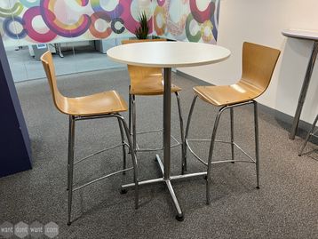 Used white Poseur Table with chrome base.