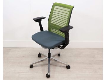 Used Steelcase Think V2 operator Chairs with polished Bases