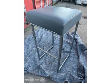 Used Allermuir 'Pause' high stool upholstered in grey leather.